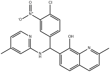 7-{{4-chloro-3-nitrophenyl}[(4-methylpyridin-2-yl)amino]methyl}-2-methylquinolin-8-ol Struktur