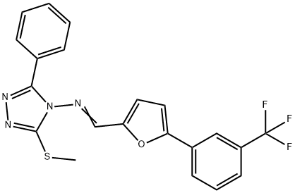 3-(methylsulfanyl)-5-phenyl-N-({5-[3-(trifluoromethyl)phenyl]-2-furyl}methylene)-4H-1,2,4-triazol-4-amine Struktur