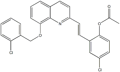 4-chloro-2-(2-{8-[(2-chlorobenzyl)oxy]-2-quinolinyl}vinyl)phenyl acetate Struktur