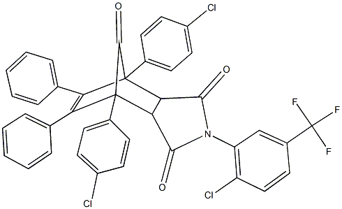 1,7-bis(4-chlorophenyl)-4-[2-chloro-5-(trifluoromethyl)phenyl]-8,9-diphenyl-4-azatricyclo[5.2.1.0~2,6~]dec-8-ene-3,5,10-trione Struktur