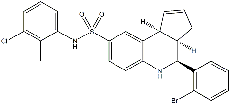 4-(2-bromophenyl)-N-(3-chloro-2-methylphenyl)-3a,4,5,9b-tetrahydro-3H-cyclopenta[c]quinoline-8-sulfonamide Struktur