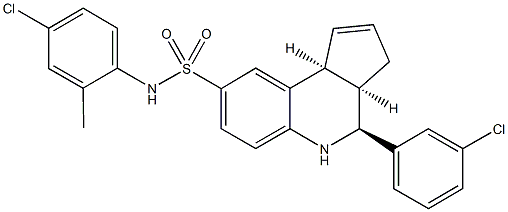 N-(4-chloro-2-methylphenyl)-4-(3-chlorophenyl)-3a,4,5,9b-tetrahydro-3H-cyclopenta[c]quinoline-8-sulfonamide Struktur