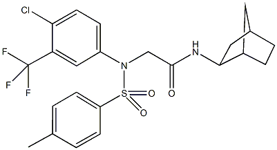 N-bicyclo[2.2.1]hept-2-yl-2-[4-chloro[(4-methylphenyl)sulfonyl]-3-(trifluoromethyl)anilino]acetamide Struktur