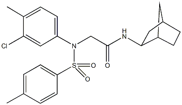 N-bicyclo[2.2.1]hept-2-yl-2-{3-chloro-4-methyl[(4-methylphenyl)sulfonyl]anilino}acetamide Struktur