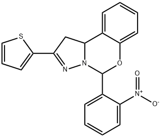 5-{2-nitrophenyl}-2-(2-thienyl)-1,10b-dihydropyrazolo[1,5-c][1,3]benzoxazine Struktur