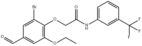 2-(2-bromo-6-ethoxy-4-formylphenoxy)-N-[3-(trifluoromethyl)phenyl]acetamide Struktur