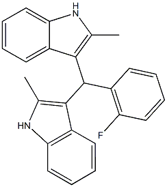 3-[(2-fluorophenyl)(2-methyl-1H-indol-3-yl)methyl]-2-methyl-1H-indole Struktur