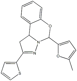 5-(5-methyl-2-furyl)-2-(2-thienyl)-1,10b-dihydropyrazolo[1,5-c][1,3]benzoxazine Struktur