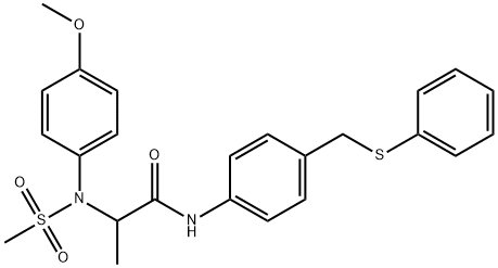 2-[4-methoxy(methylsulfonyl)anilino]-N-{4-[(phenylsulfanyl)methyl]phenyl}propanamide Struktur