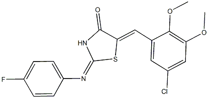 5-(5-chloro-2,3-dimethoxybenzylidene)-2-[(4-fluorophenyl)imino]-1,3-thiazolidin-4-one Struktur