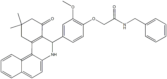 N-benzyl-2-[4-(2,2-dimethyl-4-oxo-1,2,3,4,5,6-hexahydrobenzo[a]phenanthridin-5-yl)-2-methoxyphenoxy]acetamide Struktur