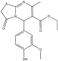 ethyl 5-(4-hydroxy-3-methoxyphenyl)-7-methyl-3-oxo-2,3-dihydro-5H-[1,3]thiazolo[3,2-a]pyrimidine-6-carboxylate Struktur