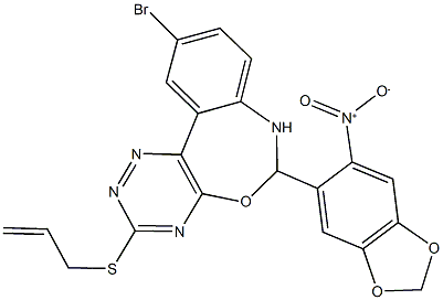 3-(allylsulfanyl)-10-bromo-6-{6-nitro-1,3-benzodioxol-5-yl}-6,7-dihydro[1,2,4]triazino[5,6-d][3,1]benzoxazepine Struktur