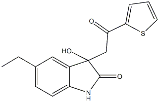 5-ethyl-3-hydroxy-3-[2-oxo-2-(2-thienyl)ethyl]-1,3-dihydro-2H-indol-2-one Struktur