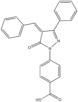 4-(4-benzylidene-5-oxo-3-phenyl-4,5-dihydro-1H-pyrazol-1-yl)benzoic acid Struktur