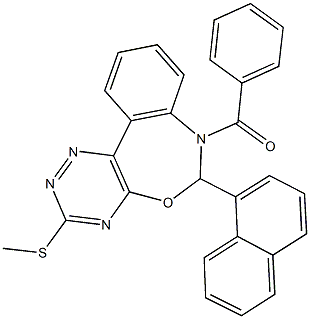 7-benzoyl-3-(methylsulfanyl)-6-(1-naphthyl)-6,7-dihydro[1,2,4]triazino[5,6-d][3,1]benzoxazepine Struktur