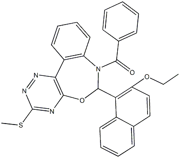 7-benzoyl-6-(2-ethoxy-1-naphthyl)-3-(methylsulfanyl)-6,7-dihydro[1,2,4]triazino[5,6-d][3,1]benzoxazepine Struktur