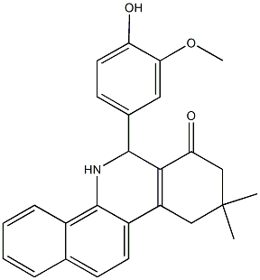 6-(4-hydroxy-3-methoxyphenyl)-9,9-dimethyl-6,8,9,10-tetrahydrobenzo[c]phenanthridin-7(5H)-one Struktur