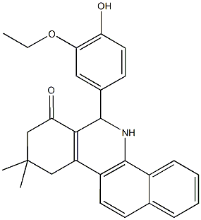 6-(3-ethoxy-4-hydroxyphenyl)-9,9-dimethyl-6,8,9,10-tetrahydrobenzo[c]phenanthridin-7(5H)-one Struktur