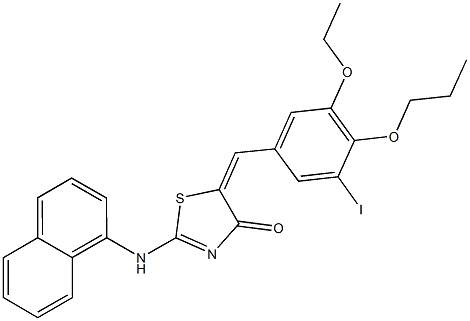 5-(3-ethoxy-5-iodo-4-propoxybenzylidene)-2-(1-naphthylamino)-1,3-thiazol-4(5H)-one Struktur