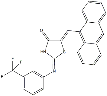 5-(9-anthrylmethylene)-2-{[3-(trifluoromethyl)phenyl]imino}-1,3-thiazolidin-4-one Struktur