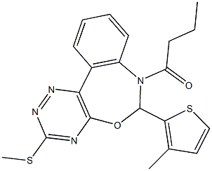 7-butyryl-6-(3-methyl-2-thienyl)-6,7-dihydro[1,2,4]triazino[5,6-d][3,1]benzoxazepin-3-yl methyl sulfide Struktur