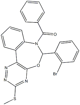 7-benzoyl-6-(2-bromophenyl)-6,7-dihydro[1,2,4]triazino[5,6-d][3,1]benzoxazepin-3-yl methyl sulfide Struktur