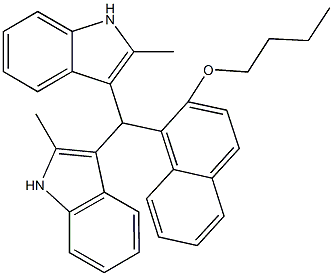 3-[(2-butoxy-1-naphthyl)(2-methyl-1H-indol-3-yl)methyl]-2-methyl-1H-indole Struktur