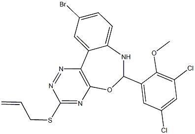 3-(allylsulfanyl)-10-bromo-6-(3,5-dichloro-2-methoxyphenyl)-6,7-dihydro[1,2,4]triazino[5,6-d][3,1]benzoxazepine Struktur