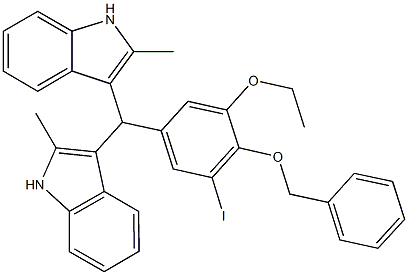 3-[[4-(benzyloxy)-3-ethoxy-5-iodophenyl](2-methyl-1H-indol-3-yl)methyl]-2-methyl-1H-indole Struktur