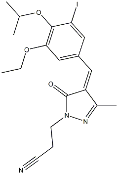 3-[4-(3-ethoxy-5-iodo-4-isopropoxybenzylidene)-3-methyl-5-oxo-4,5-dihydro-1H-pyrazol-1-yl]propanenitrile Struktur