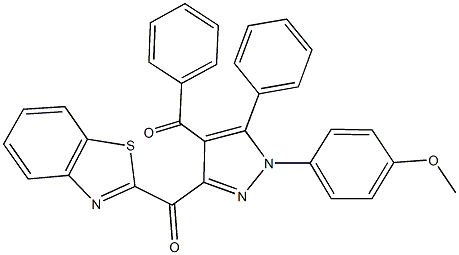 [3-(1,3-benzothiazol-2-ylcarbonyl)-1-(4-methoxyphenyl)-5-phenyl-1H-pyrazol-4-yl](phenyl)methanone Struktur