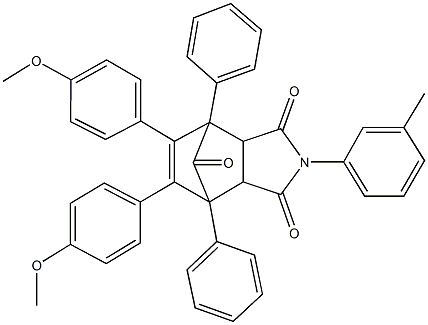 8,9-bis(4-methoxyphenyl)-4-(3-methylphenyl)-1,7-diphenyl-4-azatricyclo[5.2.1.0~2,6~]dec-8-ene-3,5,10-trione Struktur