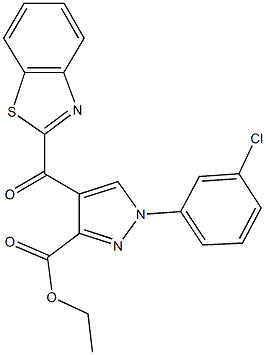 ethyl 4-(1,3-benzothiazol-2-ylcarbonyl)-1-(3-chlorophenyl)-1H-pyrazole-3-carboxylate Struktur