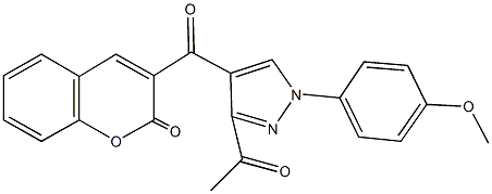 3-{[3-acetyl-1-(4-methoxyphenyl)-1H-pyrazol-4-yl]carbonyl}-2H-chromen-2-one Struktur