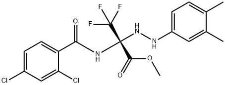 methyl 2-[(2,4-dichlorobenzoyl)amino]-2-[2-(3,4-dimethylphenyl)hydrazino]-3,3,3-trifluoropropanoate Struktur