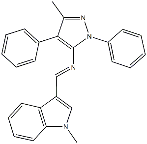 N-(3-methyl-1,4-diphenyl-1H-pyrazol-5-yl)-N-[(1-methyl-1H-indol-3-yl)methylene]amine Struktur