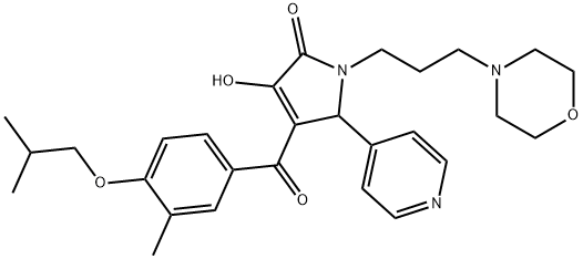 3-hydroxy-4-(4-isobutoxy-3-methylbenzoyl)-1-(3-morpholin-4-ylpropyl)-5-pyridin-4-yl-1,5-dihydro-2H-pyrrol-2-one Struktur