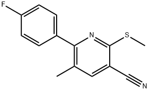 6-(4-fluorophenyl)-5-methyl-2-(methylsulfanyl)nicotinonitrile Struktur