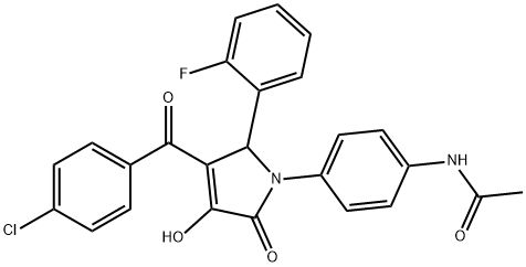 N-{4-[3-(4-chlorobenzoyl)-2-(2-fluorophenyl)-4-hydroxy-5-oxo-2,5-dihydro-1H-pyrrol-1-yl]phenyl}acetamide Struktur