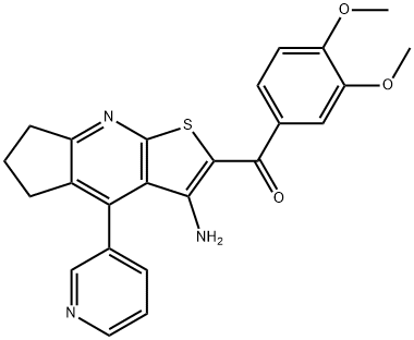 [3-amino-4-(3-pyridinyl)-6,7-dihydro-5H-cyclopenta[b]thieno[3,2-e]pyridin-2-yl](3,4-dimethoxyphenyl)methanone Struktur