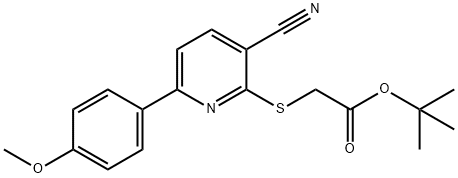 tert-butyl {[3-cyano-6-(4-methoxyphenyl)pyridin-2-yl]sulfanyl}acetate Struktur