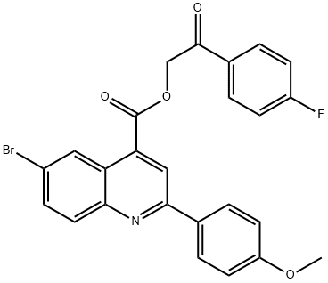 2-(4-fluorophenyl)-2-oxoethyl 6-bromo-2-(4-methoxyphenyl)-4-quinolinecarboxylate Struktur