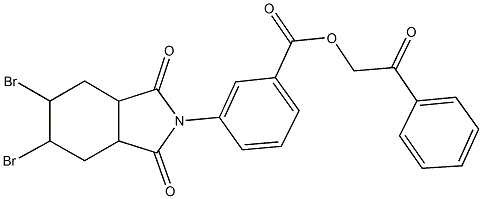 2-oxo-2-phenylethyl 3-(5,6-dibromo-1,3-dioxooctahydro-2H-isoindol-2-yl)benzoate Struktur