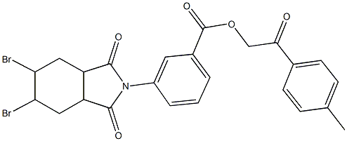 2-(4-methylphenyl)-2-oxoethyl 3-(5,6-dibromo-1,3-dioxooctahydro-2H-isoindol-2-yl)benzoate Struktur