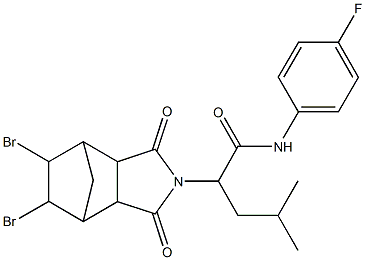 2-(8,9-dibromo-3,5-dioxo-4-azatricyclo[5.2.1.0~2,6~]dec-4-yl)-N-(4-fluorophenyl)-4-methylpentanamide Struktur