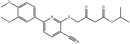 isopropyl 4-{[3-cyano-6-(3,4-dimethoxyphenyl)pyridin-2-yl]sulfanyl}-3-oxobutanoate Struktur