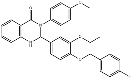 2-{3-ethoxy-4-[(4-fluorobenzyl)oxy]phenyl}-3-(4-methoxyphenyl)-2,3-dihydro-4(1H)-quinazolinone Struktur