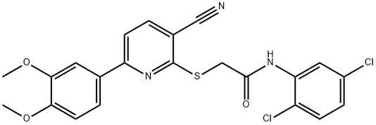 2-{[3-cyano-6-(3,4-dimethoxyphenyl)pyridin-2-yl]sulfanyl}-N-(2,5-dichlorophenyl)acetamide Struktur