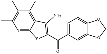 (3-amino-4,5,6-trimethylthieno[2,3-b]pyridin-2-yl)(1,3-benzodioxol-5-yl)methanone Struktur